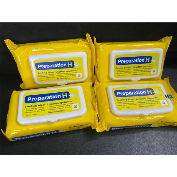 4 Packs of Preparation H Soothing Flushable Wipes; Cools, Soothes, Comforts - 48 Wipes Each - New