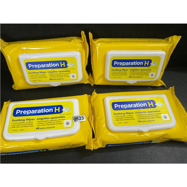 4 Packs of Preparation H Soothing Flushable Wipes; Cools, Soothes, Comforts - 48 Wipes Each - New