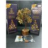 Image 1 : 2 Crystal Healing Tiger Eye Tree of Life/Crystal Feng Shui Bonsai Meditation Decor Trees - New