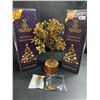 Image 1 : 2 Crystal Healing Tiger Eye Tree of Life/Crystal Feng Shui Bonsai Meditation Decor Trees - New