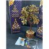 Image 2 : 2 Crystal Healing Tiger Eye Tree of Life/Crystal Feng Shui Bonsai Meditation Decor Trees - New
