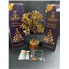 Image 1 : 2 Crystal Healing Tiger Eye Tree of Life/Crystal Feng Shui Bonsai Meditation Decor Trees - New