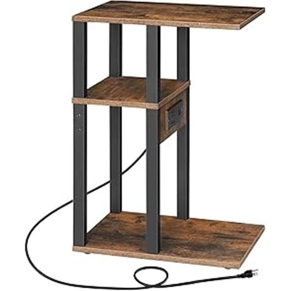 1 Hoobro C-Shapers End Table w Charging Station/USB Charge Ports - New (Assembly Req'd)