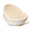 Image 1 : 3 Banneton/Bread Proofing Baskets w/ Linen Cover (9-Inch Size) - Brand New