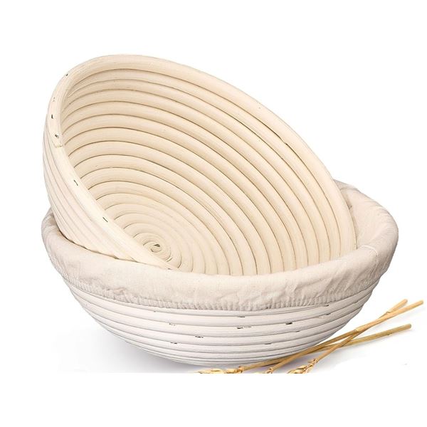 3 Banneton/Bread Proofing Baskets w/ Linen Cover (7.5-Inch Size) - Brand New