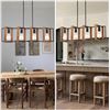 Image 5 : 1 4-Bulb Adjustable Modern Wood Island Lights/ Farmhouse Chandelier Matte Black - New