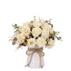 Image 1 : 1 Artificial Rose Bouquets with Ceramic Vase - Fake Silk Rose - Champagne Colour - New