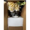 Image 4 : 1 Artificial Rose Bouquets with Ceramic Vase - Fake Silk Rose - Champagne Colour - New