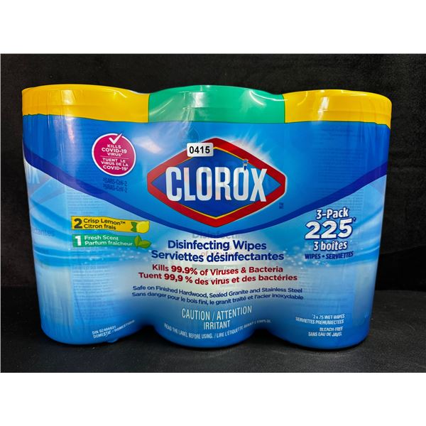 1 3-Pack of Clorox 99.9% Disinfecting Wipes 225 Wipes Total - Fresh and Lemon Scent - New