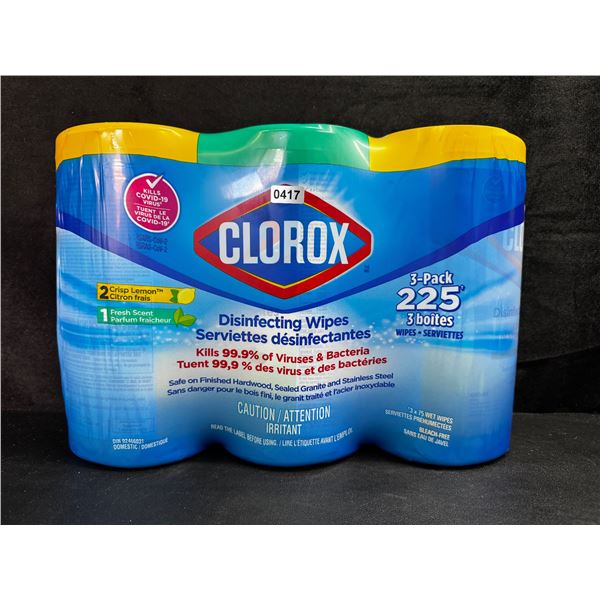 1 3-Pack of Clorox 99.9% Disinfecting Wipes 225 Wipes Total - Fresh and Lemon Scent - New