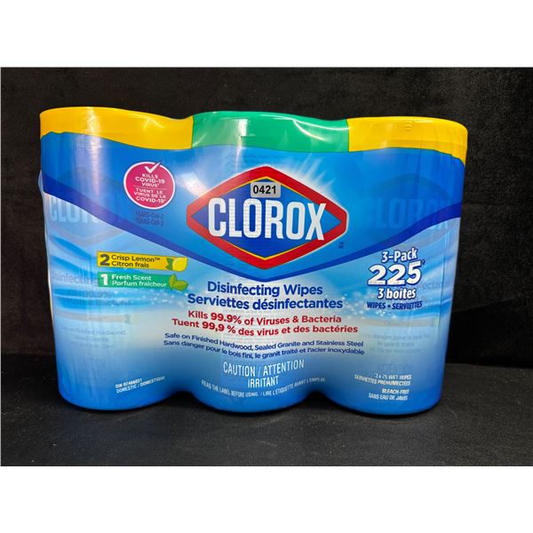 1 3-Pack of Clorox 99.9% Disinfecting Wipes 225 Wipes Total - Fresh and Lemon Scent - New