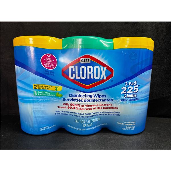 1 3-Pack of Clorox 99.9% Disinfecting Wipes 225 Wipes Total - Fresh and Lemon Scent - New