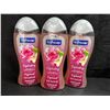Image 1 : 3 Bottles of Exfoliating Pink Rose and Vanilla Body Wash - New
