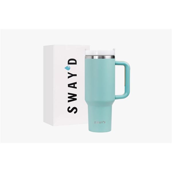 1 SWAY'D 40oz Insulated Tumbler /Water Bottle with Handle & Straw - Seafoam Color - Brand New!