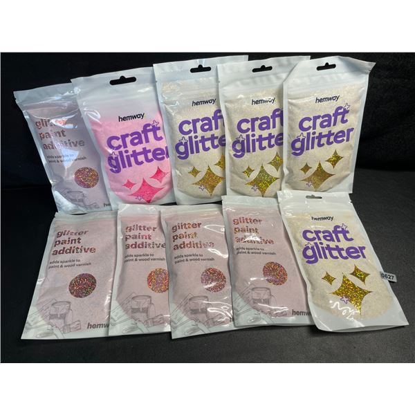 10 Packs of Hemway Premium Ultra Sparkle Craft/Paint Glitters - Assorted Colours - Brand New