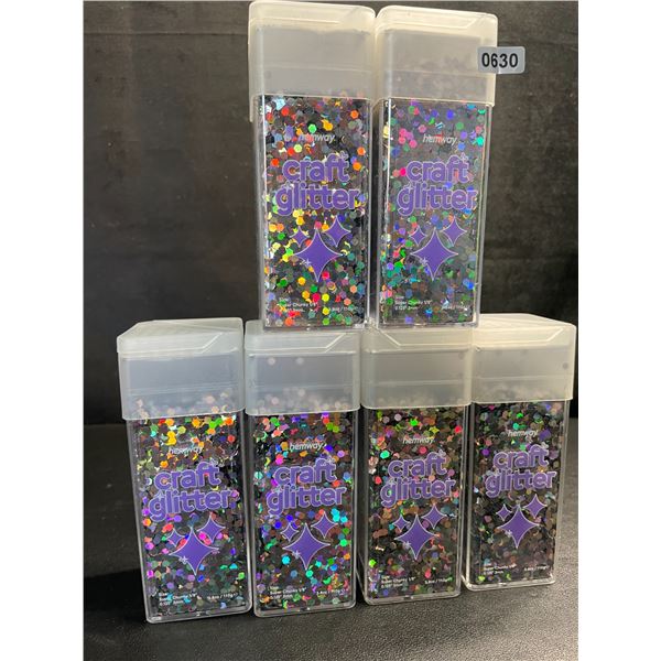 6 Hemway Premium Craft Glitter Shaker Jars - Silver Chunky Glitter (110g Each) - Brand New