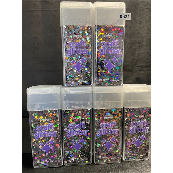 6 Hemway Premium Craft Glitter Shaker Jars - Silver Chunky Glitter (110g Each) - Brand New
