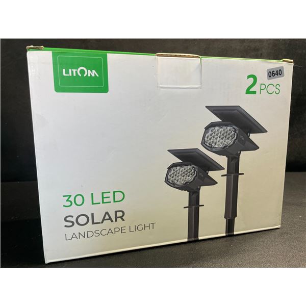 2-Pack of Litom Solar Landscape Lights for Lawn/Garden - 30LED; Weatherproof Design - Brand New!