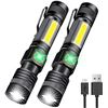 Image 1 : 2-Pack of LED High-Power Tactical Flashlights (Model:S2600) - Rechargeable Design - New Sealed!