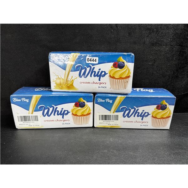 3 Packs of Blue Flag Whip Cream Chargers - 24 Per pack for 72 Total - New