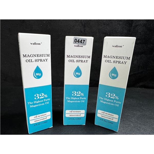 3 Bottles of 32% Unscented High Purity Magnesium Oil Spray 3x120ml Bottles - New