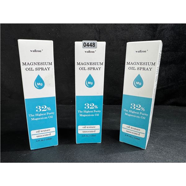 3 Bottles of 32% Unscented High Purity Magnesium Oil Spray 3x120ml Bottles - New
