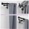 Image 3 : 1 Set of Double Curtain Rods with Aluminum Bouquet Brackets Matte Black 72"-144" - New