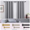 Image 4 : 1 Set of Double Curtain Rods with Aluminum Bouquet Brackets Matte Black 72"-144" - New