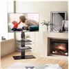 Image 2 : 1 Fitueyes 3 Tier Glass Adjustable TV Stand with Mount - 60 Degree Swivel - New