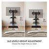 Image 5 : 1 Fitueyes 3 Tier Glass Adjustable TV Stand with Mount - 60 Degree Swivel - New