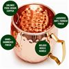 Image 2 : 1 Set of 4 Moscow Mule Handcrafted Copped Mugs with 4 Straws and 1 Shot Glass - New (1 mug dmg)