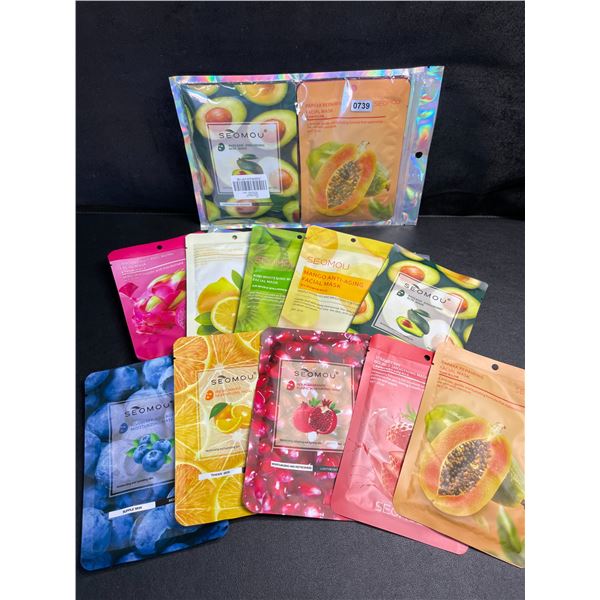 2 Multi-Packs of Fruit Facial Masks - 10 Per Pack - Brand New (Assorted)