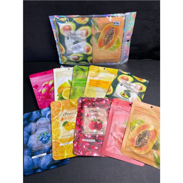 2 Multi-Packs of Fruit Facial Masks - 10 Per Pack - Brand New (Assorted)