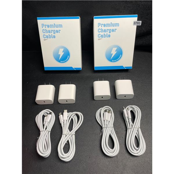 2 Boxes of Fast-Charge USB-C Charging Cables (2 Blocks/2 Cords Per Box) - New