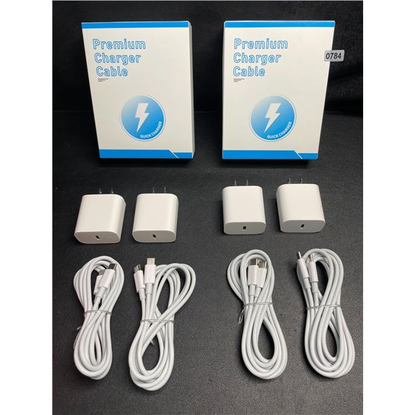 2 Boxes of Fast-Charge USB-C Charging Cables (2 Blocks/2 Cords Per Box) - New
