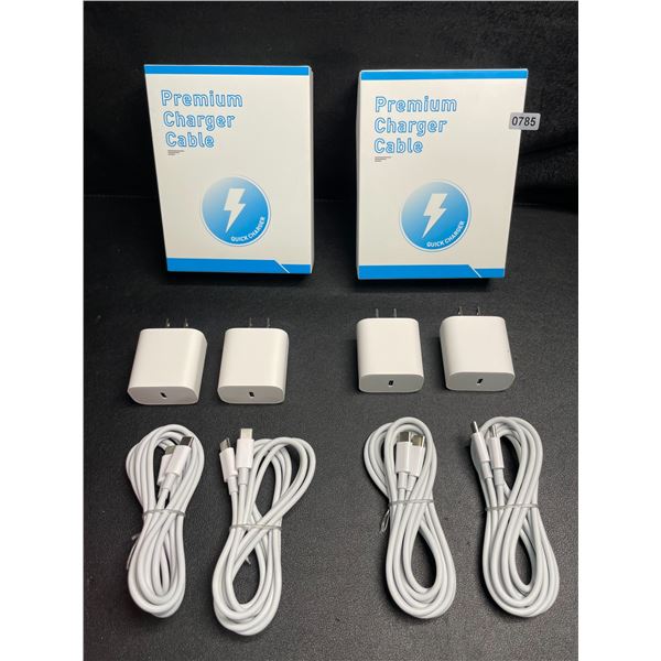 2 Boxes of Fast-Charge USB-C Charging Cables (2 Blocks/2 Cords Per Box) - New