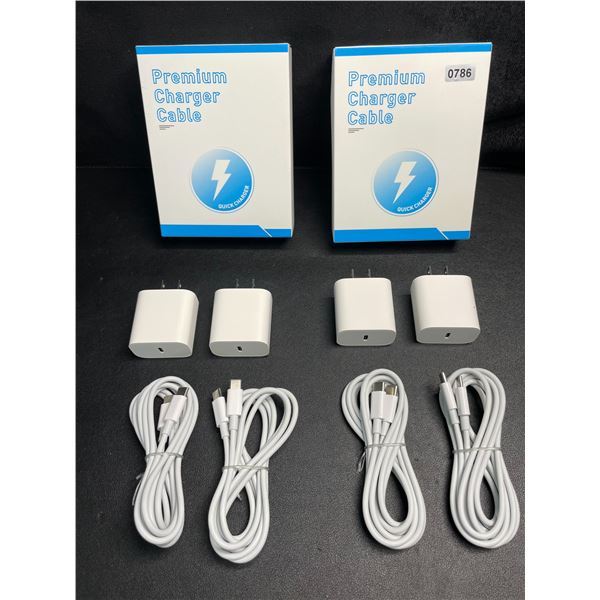 2 Boxes of Fast-Charge USB-C Charging Cables (2 Blocks/2 Cords Per Box) - New
