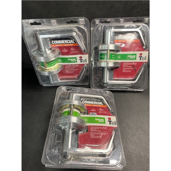 3 Commercial Heavy-Duty Passage Door Handle Sets - New