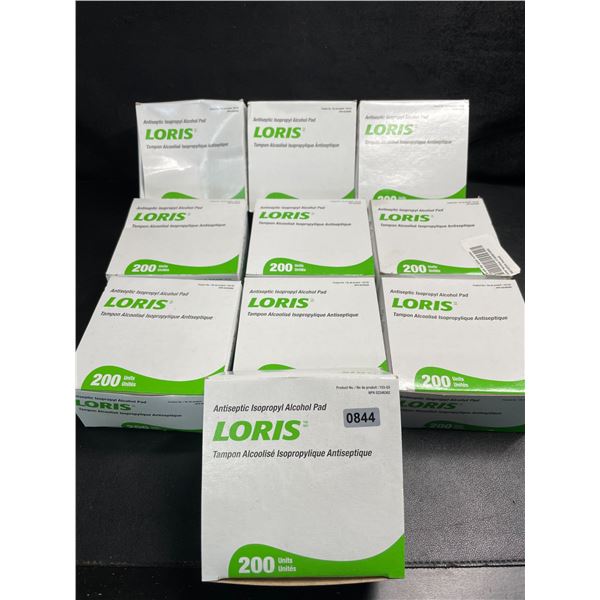 10 Boxes of Loris Antiseptic Isopropyl Alcohol Pads (200 Per Box) - Brand New