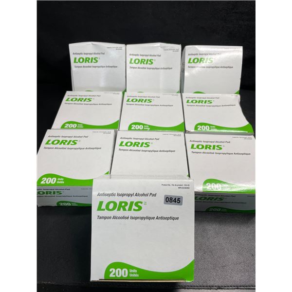 10 Boxes of Loris Antiseptic Isopropyl Alcohol Pads (200 Per Box) - Brand New