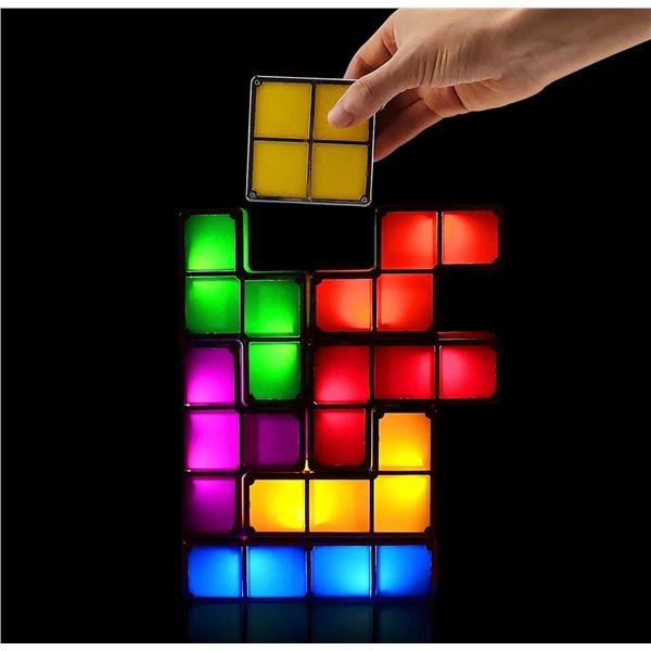 1 Stackable LED RGB Tetris Style Night Light; 3D Puzzle Desk Lamp for Kids or Adults - New