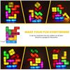 Image 2 : 1 Stackable LED RGB Tetris Style Night Light; 3D Puzzle Desk Lamp for Kids or Adults - New