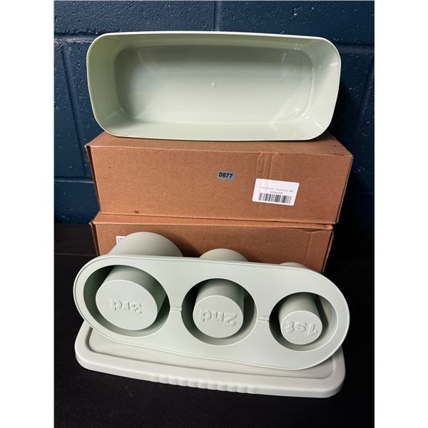 2 Green Large Capacity 3PC Ice Cube Trays for Cups/Tumblers and Mugs - New