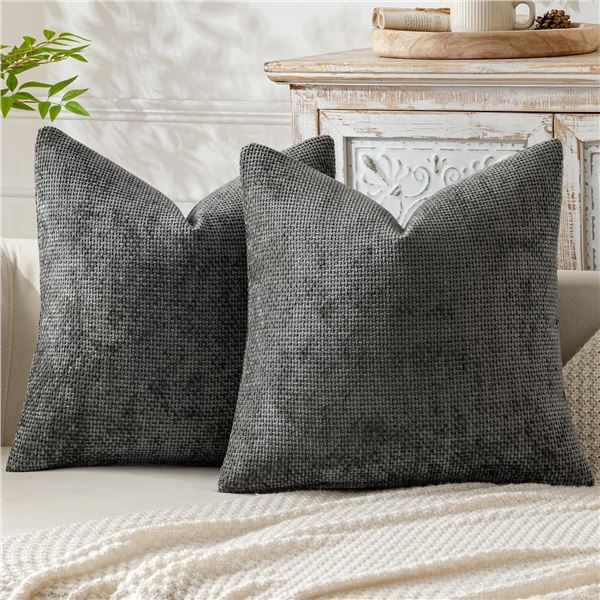 1 2-Pack of Miulee Dark Grey Decorative Pillow Covers 20x20inch - New