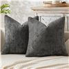 Image 1 : 1 2-Pack of Miulee Dark Grey Decorative Pillow Covers 20x20inch - New