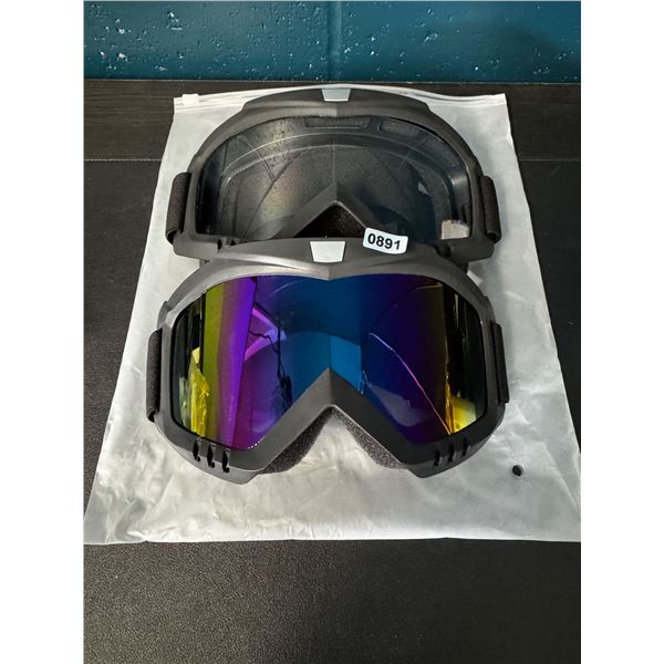 1 2-Pack of Outdoor/Dirtbiking/Riding Goggles - Clear and Coloured - New