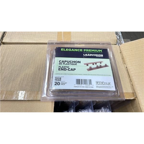 PALLET OF ELEGANCE COLLECTION 20 PACK TEAK PLASTIC END CAPS *COMPATIBLE WITH ELEGANCE
