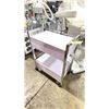Image 1 : WHITE ESTHETICIAN ROLLING SUPPLY CART WITH TWO LOCKING DRAWERS