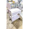 Image 4 : WHITE ESTHETICIAN ROLLING SUPPLY CART WITH TWO LOCKING DRAWERS