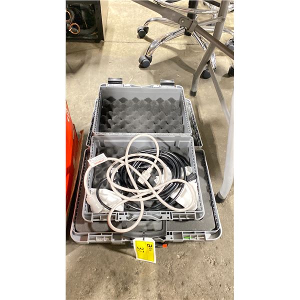 PAIR OF HARD TRANSPORT CASES & 3 POWER CABLES